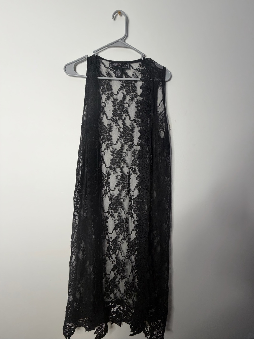 Polly & Esther Black Lace Long Sleeve Duster